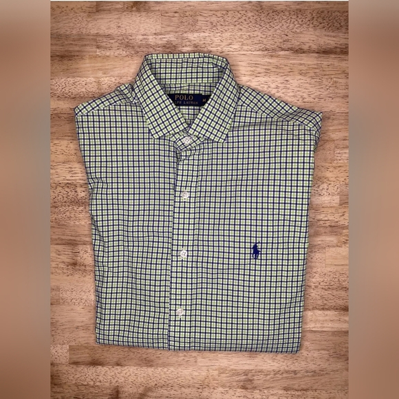 Polo Ralph Lauren Green Blue Check Men's Classic Fit Button Down Shirt Sz Medium - Picture 1 of 7